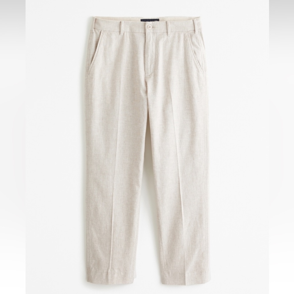 NWT Abercrombie & Fitch Athletic Loose Linen-Blend Fixed Waist Pant 32x30 Men
